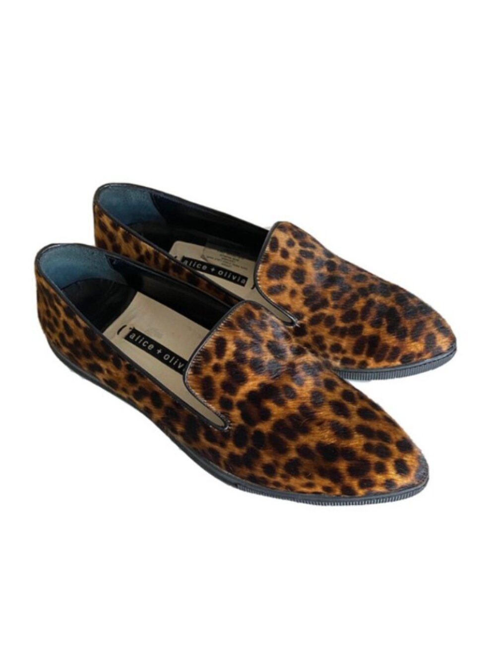 Alice + Olivia Leopard Rory Calf Hair Slip-On Flats (Size 9.5)